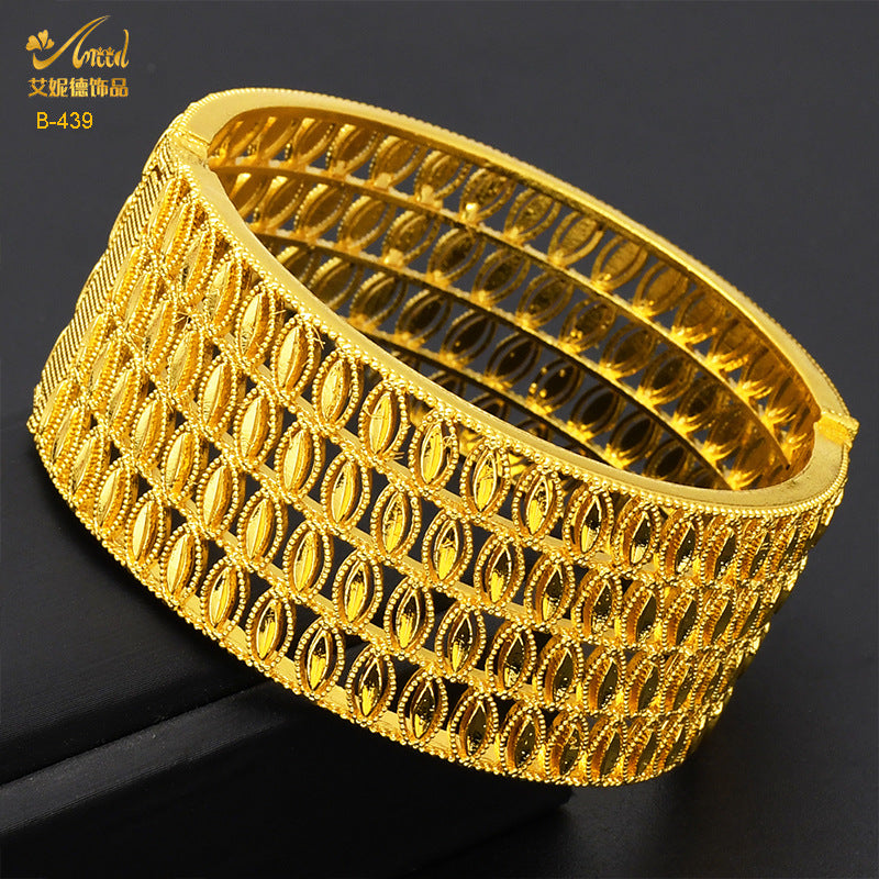 Renevo 2023 Hot Brass Peacock Bracelet Hollow Wheat Leaf Bracelet Imitation Gold Accessories Open Bracelet Jewelry Batch