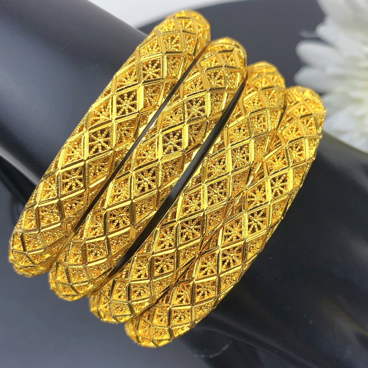 Renevo 24K Gold Middle East Dubai Three-Dimensional Carved Buckle Bracelet Not Easy to Fade Women's Vietnam Placer Gold Bracelet