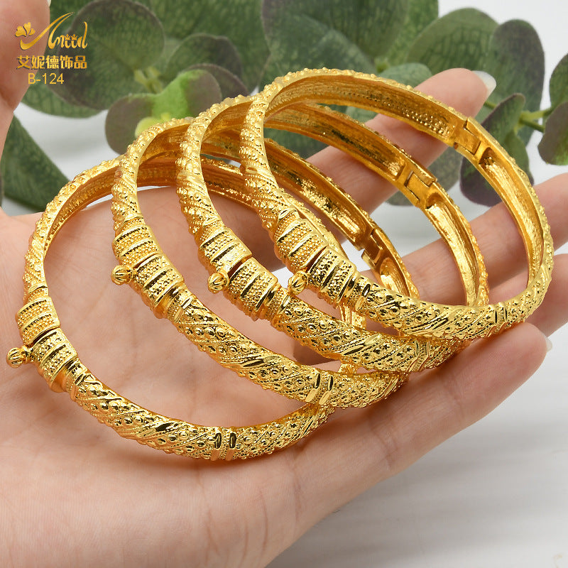 Renevo Dubai 24K Gold Plated Bracelet India Bride Wedding Jewelry Gold Bracelet Middle East Women's Bracelet