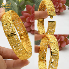 Renevo 24K Dubai Alluvial Gold Bracelet Nigeria Bride Wedding Jewelry Gold Bracelet Women's Banquet Bracelet in Stock