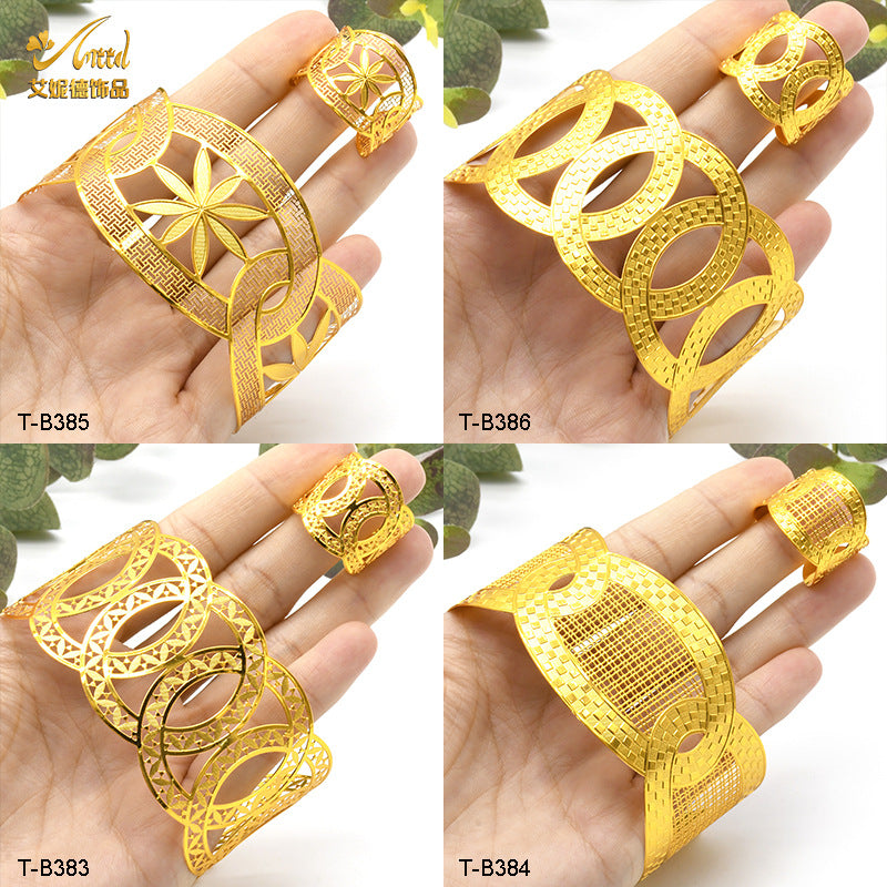 Renevo Indian Jewelry Bracelet 24K Gold Plated Ornament Bracelet Female Nigeria Bracelet Alluvial Gold Bracelet in Stock