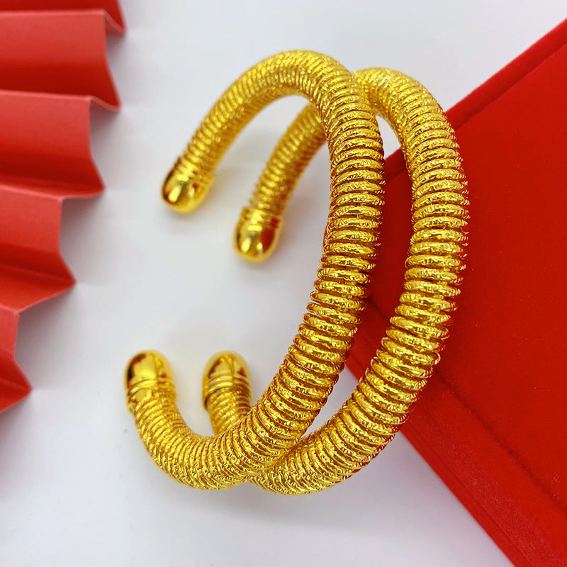 Renevo Best-Seller on Douyin Alluvial Gold Woven Elbow Coil Bracelet Middle East Women's Wedding Color Protection Opening Bracelet Manufacturer