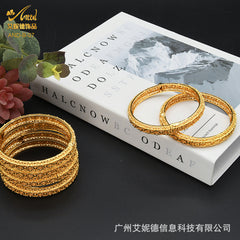 Renevo Delivery Dubai Bride 24K Gold-Plated Hollow Bracelet African Nigeria Ethnic Vietnam Placer Gold Bracelet