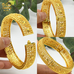 Renevo Middle East Dubai Copper Alloy Bracelet Hot Selling Ladies Alluvial Gold Bracelet Bangles Source in Stock Lot