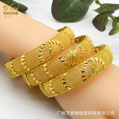 Renevo 24K Alloy Dubai Bridal Bracelet New Popular Middle East Indian Women's Wedding Gold Bracelet in Stock