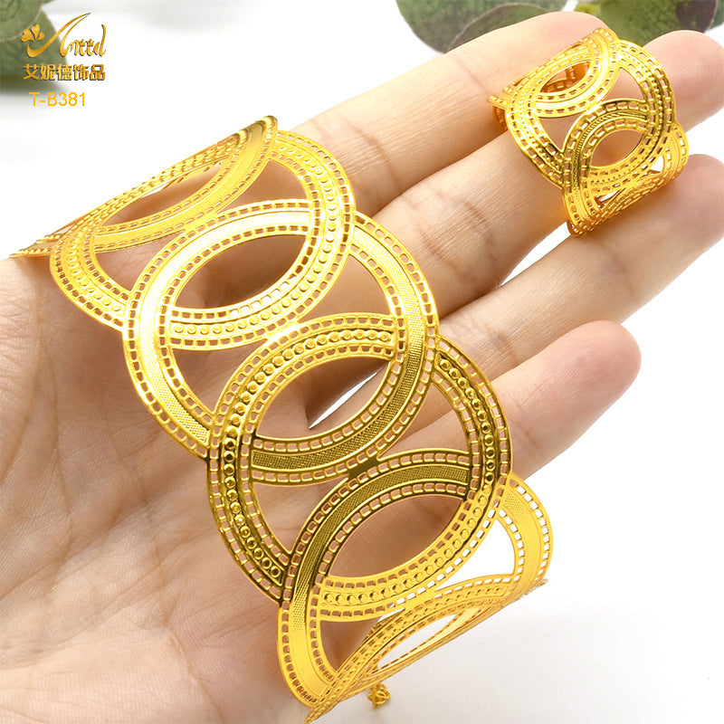 Renevo Indian Jewelry Bracelet 24K Gold Plated Ornament Bracelet Female Nigeria Bracelet Alluvial Gold Bracelet in Stock