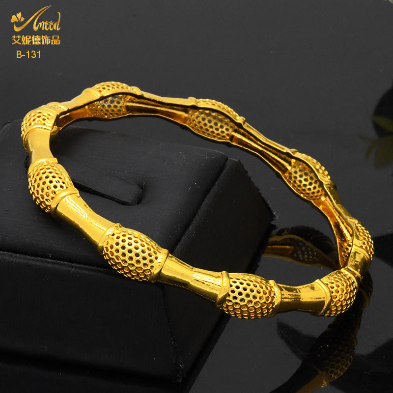 Renevo Dubai 24K Gold Plated Bracelet India Bride Wedding Jewelry Gold Bracelet Middle East Women's Bracelet