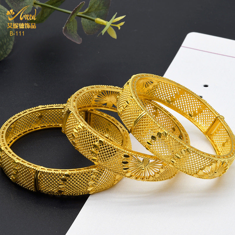 Renevo Alloy Spring Women's Indian Alluvial Gold Jewelry Bracelet Ring Gold-Plated Hollow Ornament Accessories Bridal Bracelet