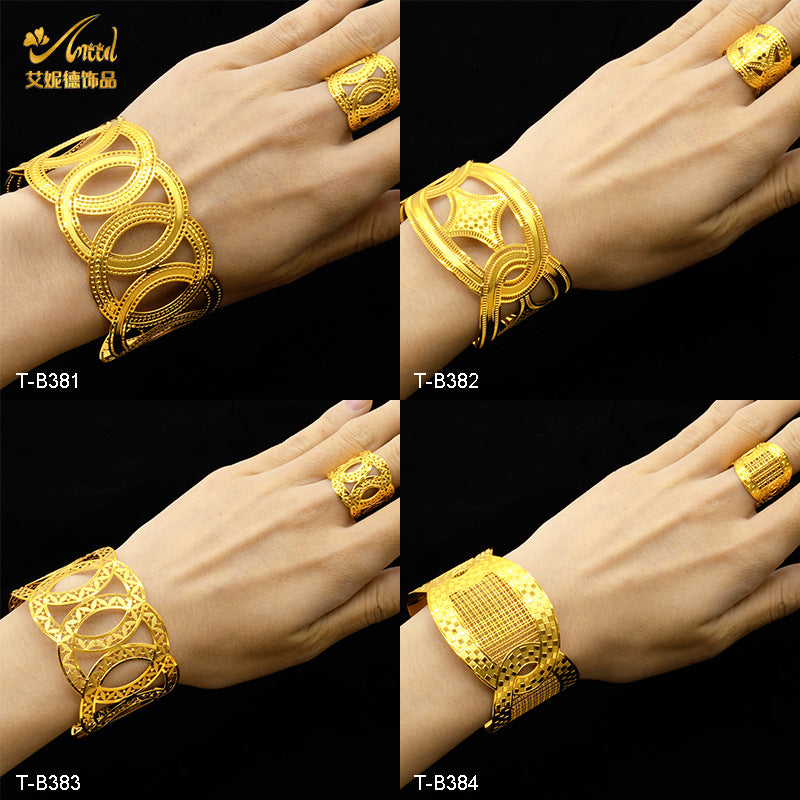 Renevo Ainidesha Gold Bracelet Brass Gold-Plated Jewelry Dubai 24K Wedding Bracelet Jewelry Manufacturer