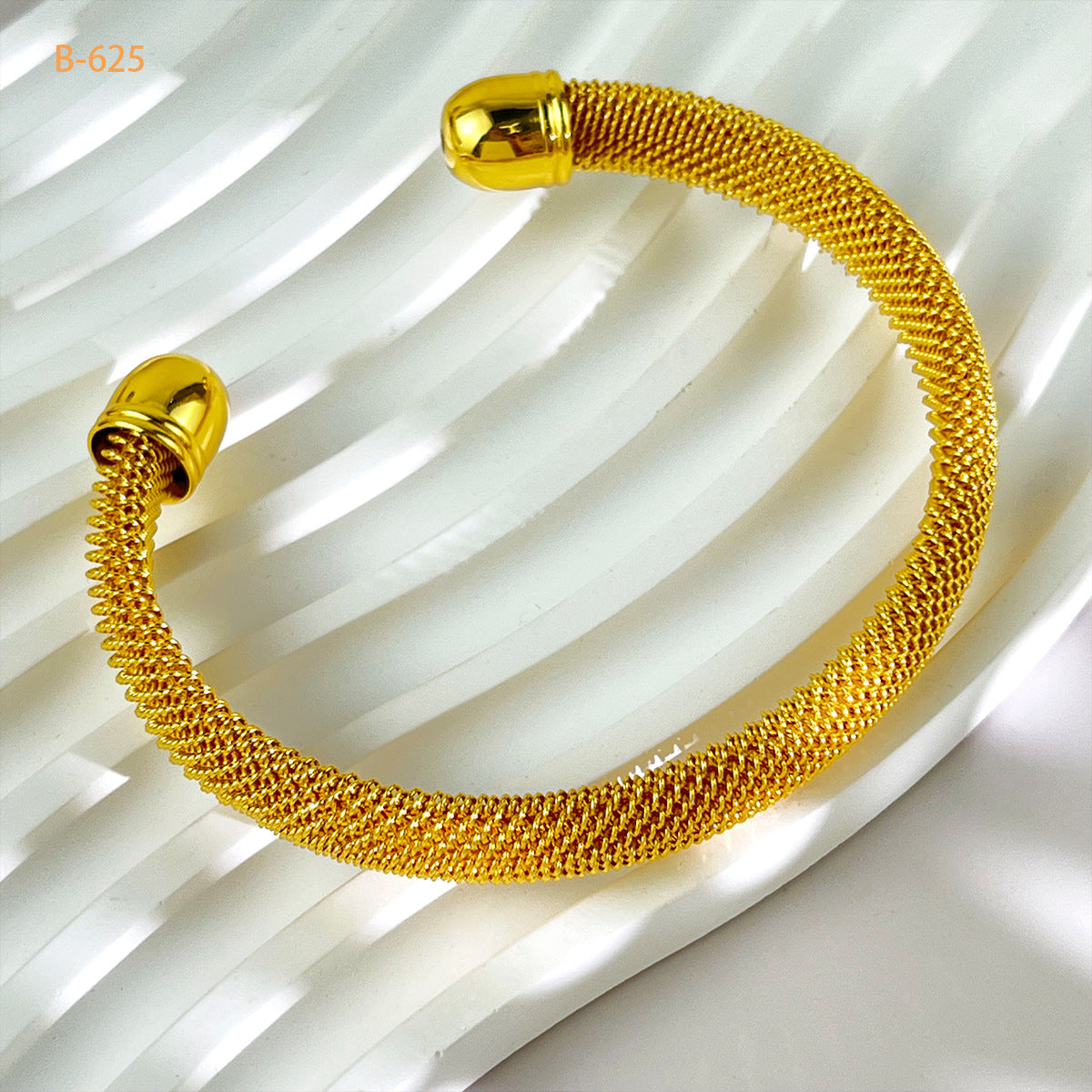 Renevo Dubai Bridal Women's Wedding Bracelet 24K Gold Plated Coil Mesh Alluvial Gold Bracelet Non-Fading in Stock Pin