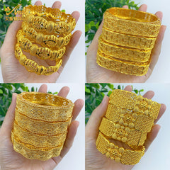 Renevo 24K Gold Plated Buckle Open-Ended Bracelet Dubai Wedding India Nigeria Women's Bride Alluvial Gold Bracelet