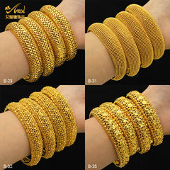 Renevo Middle East Bride 24K Gold-Plated C- Type Hollow Bracelet Small Commodity Popular Alluvial Gold Bracelet in Stock