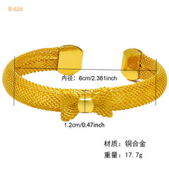 Renevo Dubai Bridal Women's Wedding Bracelet 24K Gold Plated Coil Mesh Alluvial Gold Bracelet Non-Fading in Stock Pin