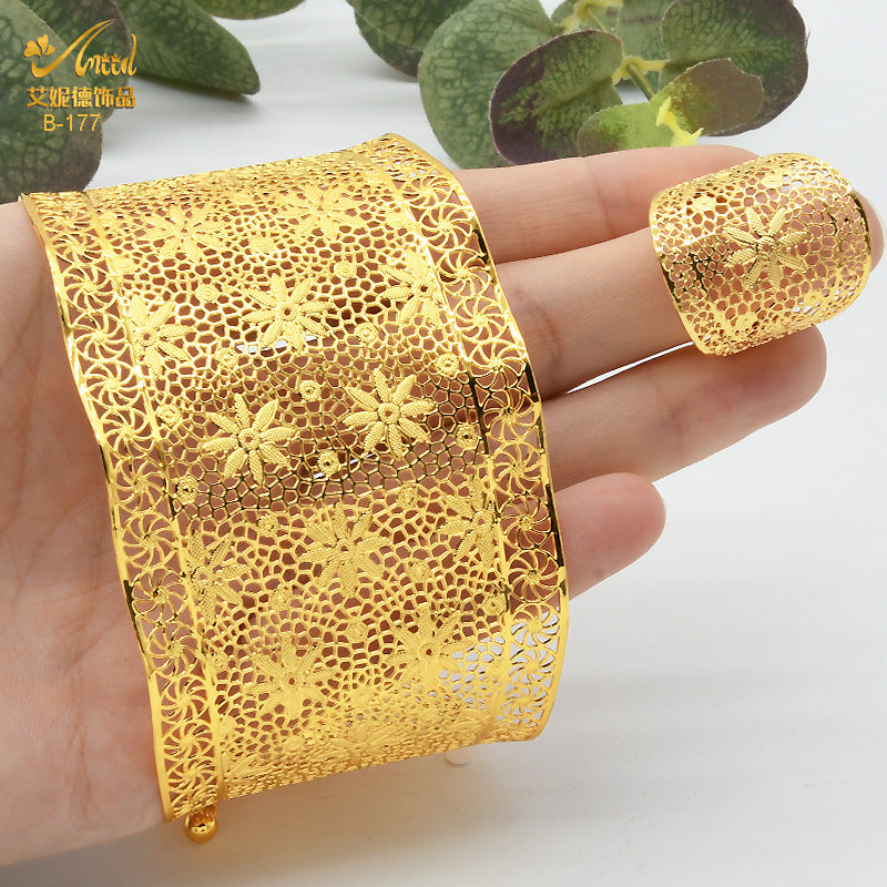 Renevo Ladies New Copper Bracelet Ring Middle East Indian Bridal Wedding Alluvial Gold Jewelry in Stock Bracelet