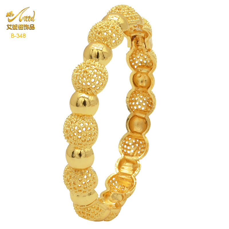 Renevo Hot Selling Alloy Gold Plated Bracelet Dubai Bride Indian Affordable Luxury Style Women's Wedding Alluvial Gold Bracelet Ornament