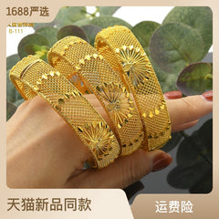 Renevo 24K Alloy Dubai Bridal Bracelet New Popular Middle East Indian Women's Wedding Gold Bracelet in Stock