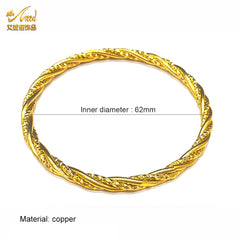 Renevo Dubai 24K Gold Plated Thin Bracelet India Bride Wedding Jewelry Gold Bracelet Middle East Women's Bracelet