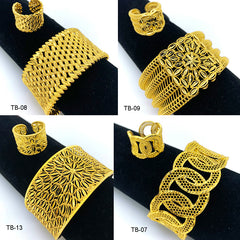 Renevo Middle East Alluvial Gold Bracelet Ring Two-Piece Suit African Dubai Wedding Bridal Hollow Bracelet Manufacturer