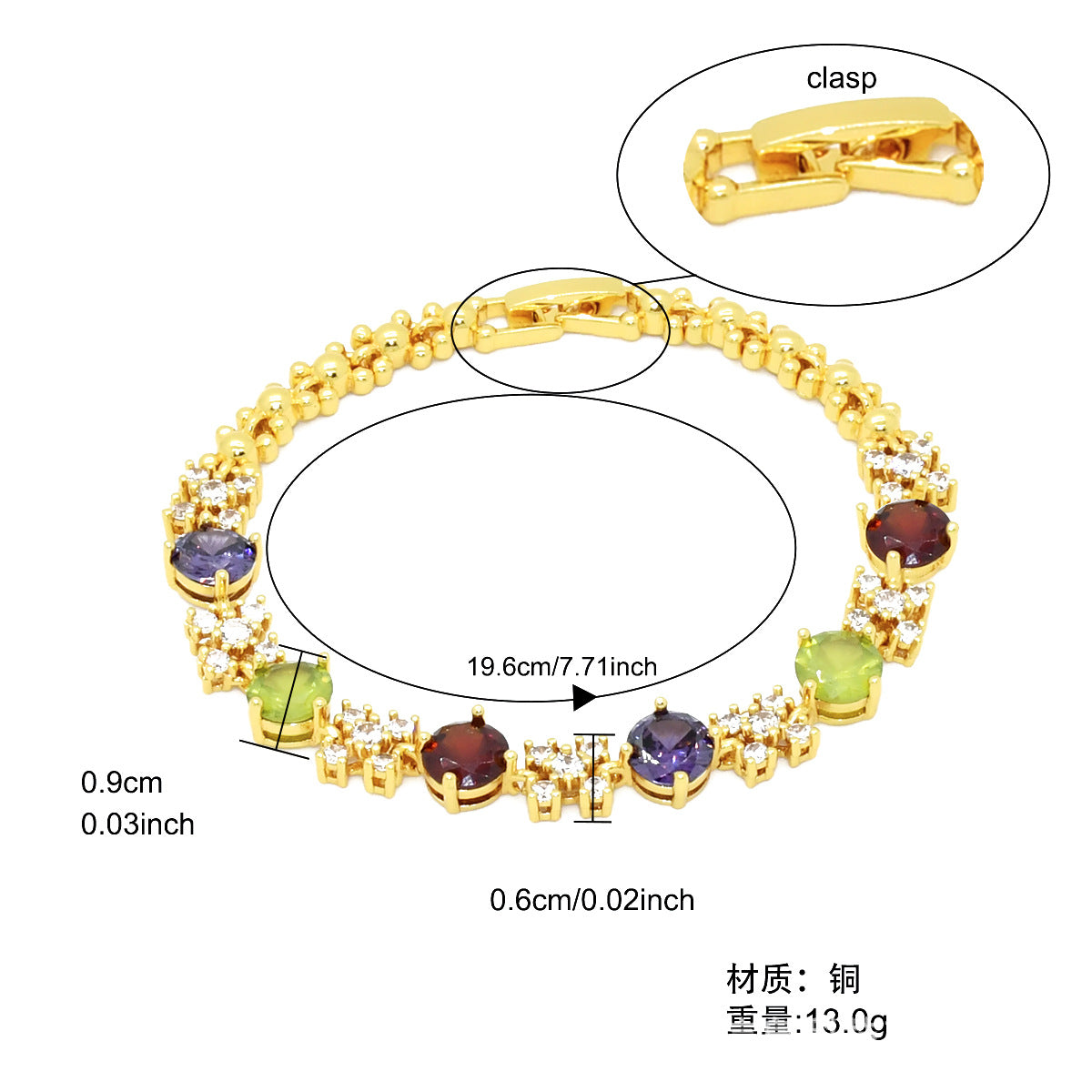 Renevo New Vietnam Placer Gold Affordable Luxury Fashion Bracelet Ornament Women's Gemstone Diamond Bracelet Jewelry