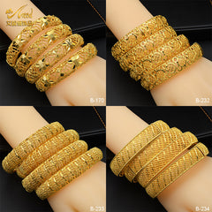 Renevo 24K Alluvial Gold Plated Bracelet Nigeria Bride Wedding Jewelry Gold Bracelet Middle East Women's Banquet Bracelet