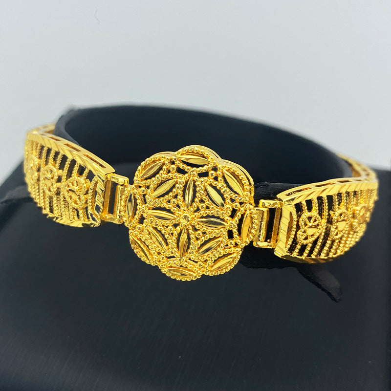 Renevo Aini Deyue Nansha Gold Bracelet Female Hollow Flower Geometric Bracelet Gold-Plated Copper Jewelry Vintage Court Style Jewelry