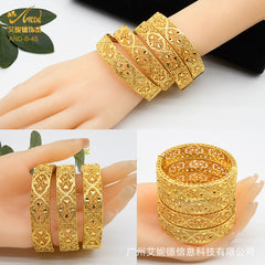 Renevo Fashion Dubai Bride 24K Gold Plated Bracelet Nigeria Bride Wedding Jewelry Gold Bracelet