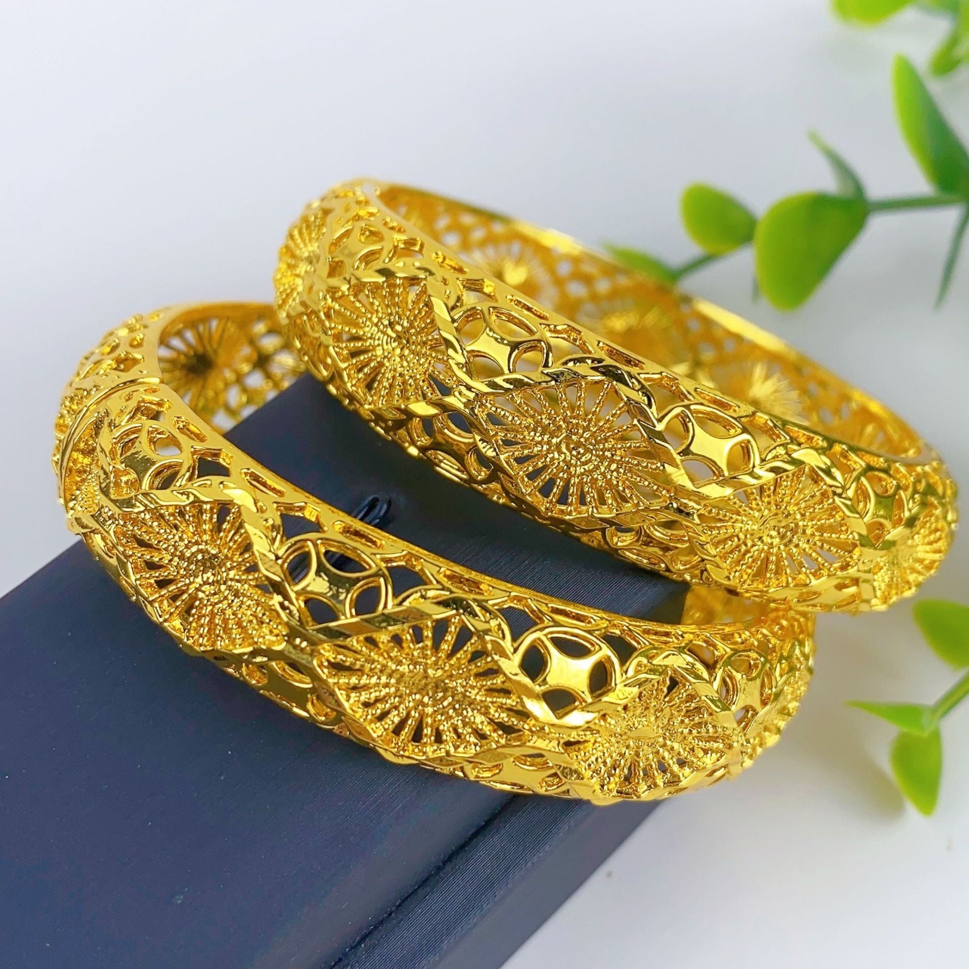 Renevo Fashion Dubai Bride 24K Gold-Plated Bracelet Nigeria Bride Wedding Jewelry Bracelet in Stock