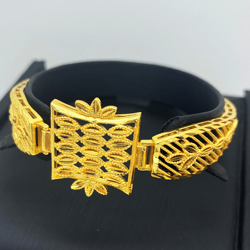 Renevo Aini Deyue Nansha Gold Bracelet Female Hollow Flower Geometric Bracelet Gold-Plated Copper Jewelry Vintage Court Style Jewelry