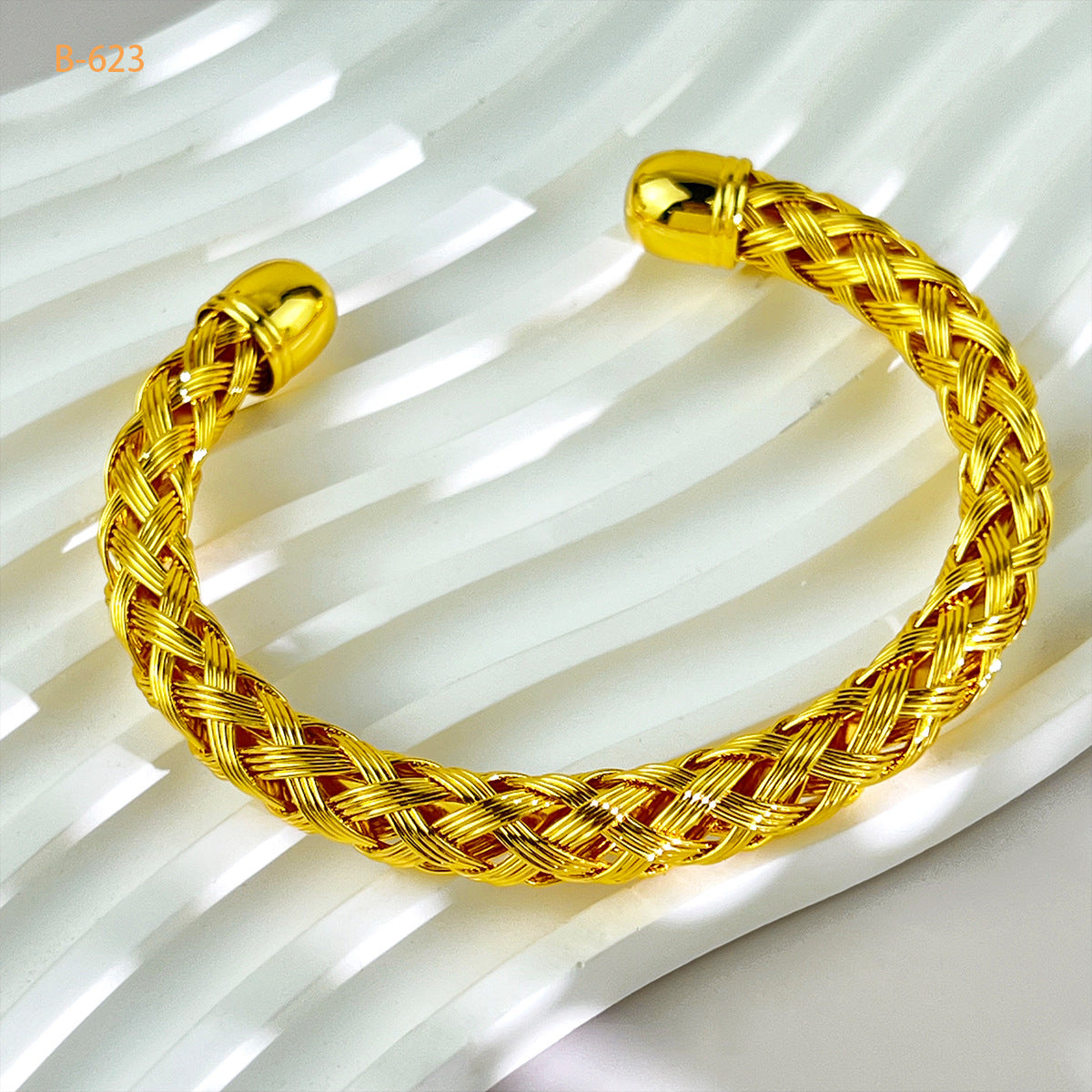 Renevo Dubai Bridal Women's Wedding Bracelet 24K Gold Plated Coil Mesh Alluvial Gold Bracelet Non-Fading in Stock Pin