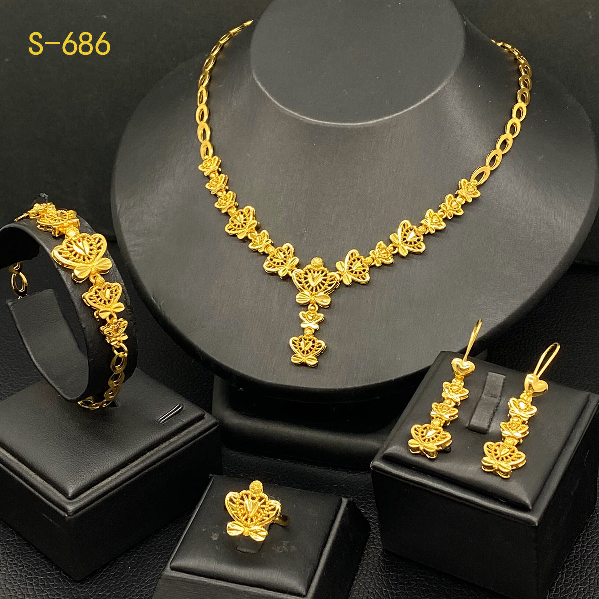 Renevo Ainid Jewelry Earrings 2023 Dubai Jewelry Bridal Necklace Suit Source Factory in Stock