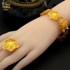 Renevo Nigeria Bracelet Brass Retro Gold-Plated Jewelry Small Commodity Popular 24K Gold-Plated Bracelet in Stock