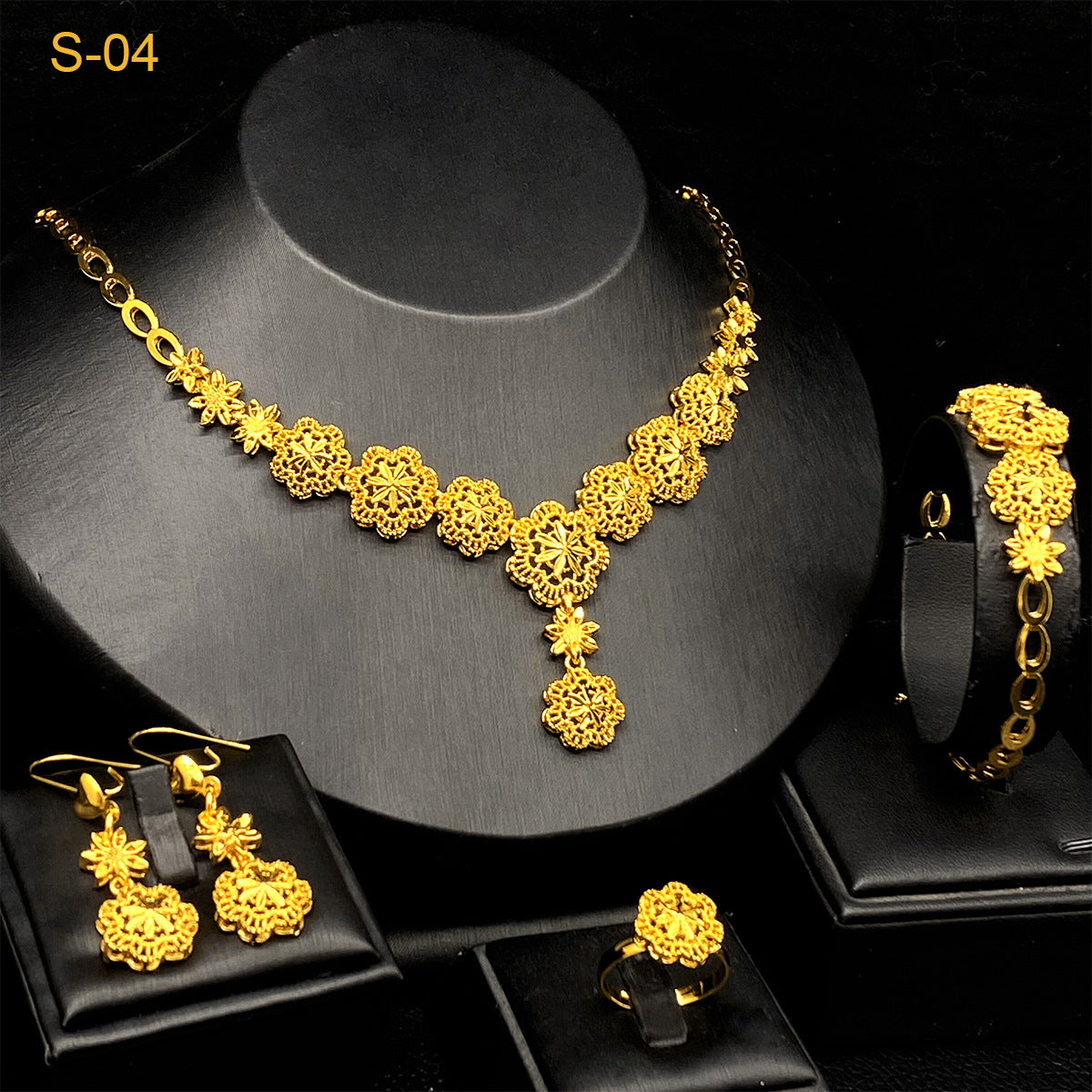 Renevo Ainid Jewelry Earrings 2023 Dubai Jewelry Bridal Necklace Suit Source Factory in Stock