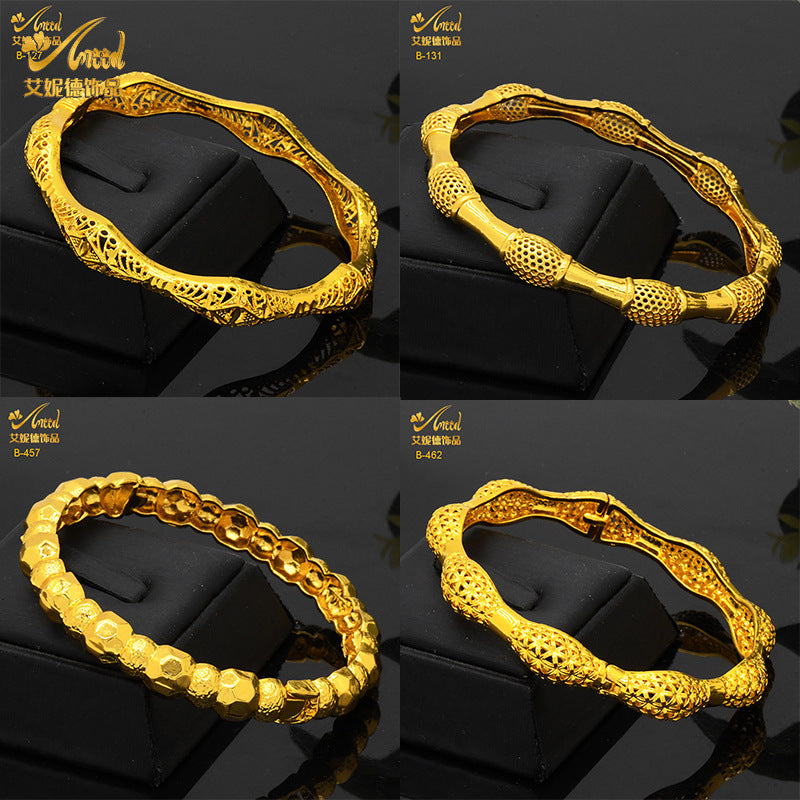 Renevo Dubai 24K Gold Plated Bracelet India Bride Wedding Jewelry Gold Bracelet Middle East Women's Bracelet