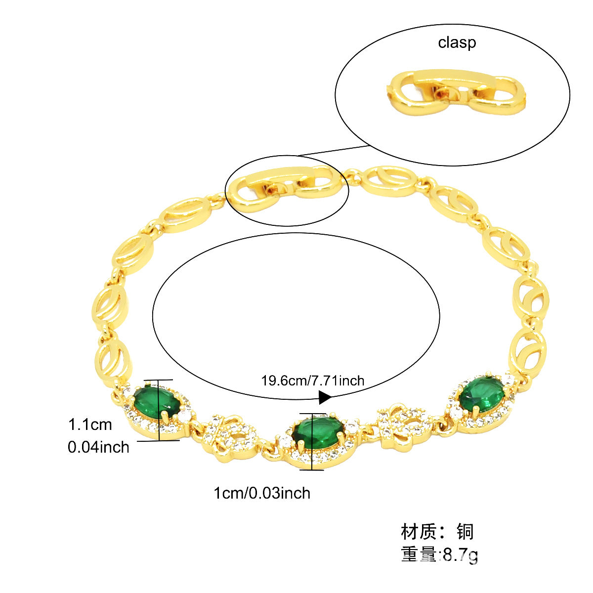 Renevo New Vietnam Placer Gold Affordable Luxury Fashion Bracelet Ornament Women's Gemstone Diamond Bracelet Jewelry