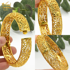 Renevo 24K Dubai Alluvial Gold Bracelet Bride Wedding Jewelry Gold Bracelet Arab Middle East Women's Gold Bracelet