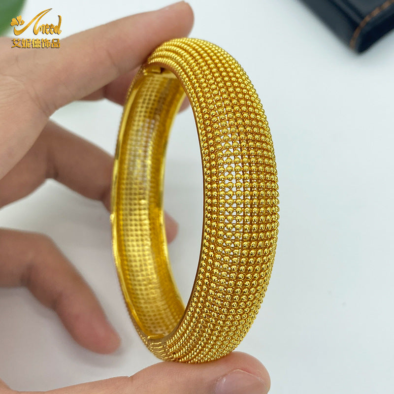 Renevo 24K Gold Plated Bracelet Dubai Wedding India Nigeria Women's Bride Alluvial Gold Bracelet Jewelry