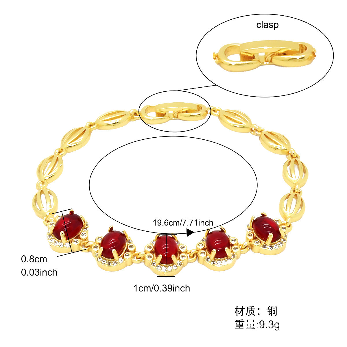 Renevo New Vietnam Placer Gold Affordable Luxury Fashion Bracelet Ornament Women's Gemstone Diamond Bracelet Jewelry