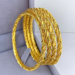 Renevo Dubai 24K Gold Plated Thin Bracelet India Bride Wedding Jewelry Gold Bracelet Middle East Women's Bracelet