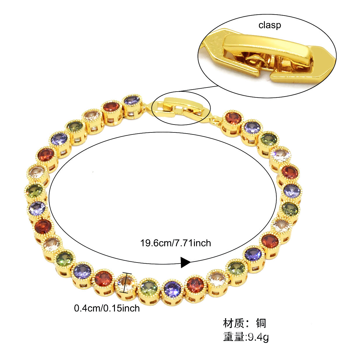 Renevo New Vietnam Placer Gold Affordable Luxury Fashion Bracelet Ornament Women's Gemstone Diamond Bracelet Jewelry