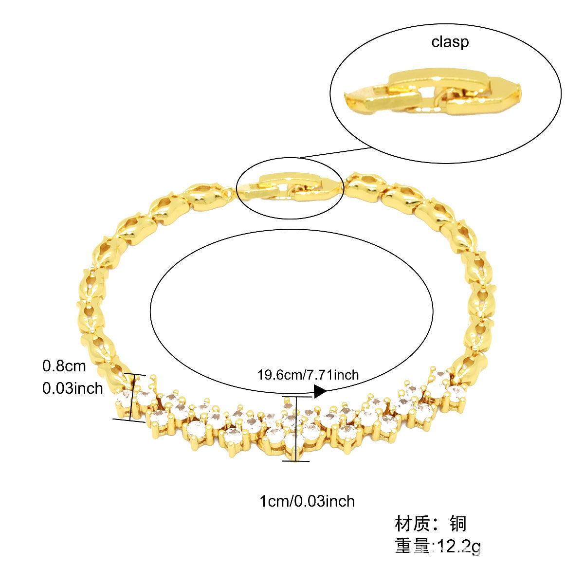 Renevo New Vietnam Placer Gold Affordable Luxury Fashion Bracelet Ornament Women's Gemstone Diamond Bracelet Jewelry