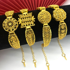 Renevo Aini Deyue Nansha Gold Bracelet Female Hollow Flower Geometric Bracelet Gold-Plated Copper Jewelry Vintage Court Style Jewelry