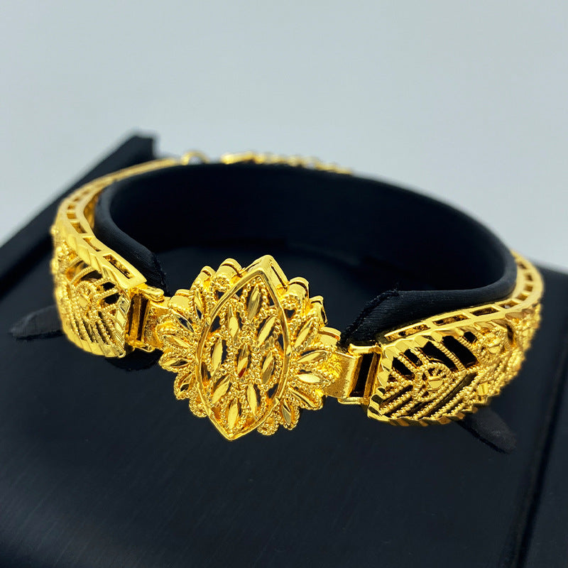 Renevo Aini Deyue Nansha Gold Bracelet Female Hollow Flower Geometric Bracelet Gold-Plated Copper Jewelry Vintage Court Style Jewelry