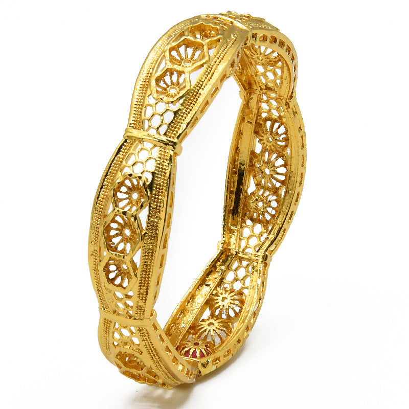 Renevo Hot Selling Dubai Gold Bangles Buckle Open-Ended Bracelet Not Easy to Fade Factory in Stock