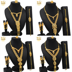 Renevo Hot Selling Dubai Gold Not Easy to Fade Tassel Necklace Bracelet Ring Earrings Suit Manufacturer