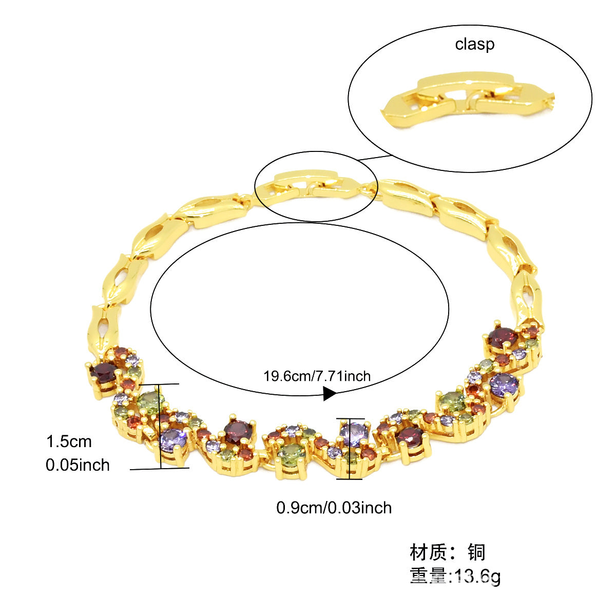 Renevo New Vietnam Placer Gold Affordable Luxury Fashion Bracelet Ornament Women's Gemstone Diamond Bracelet Jewelry