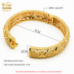 Renevo 24K Gold-Plated Dubai Bridal Pattern Bracelet Saudi Nigeria Women's Banquet Alluvial Gold Bracelet in Stock